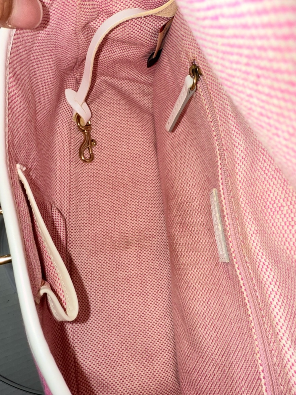 Dooney & Bourke Pink Canvas Monogram Shoulder Bag with White Trim - Picture 12 of 13